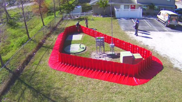 Cascade flood barriers protecting public infrastructure